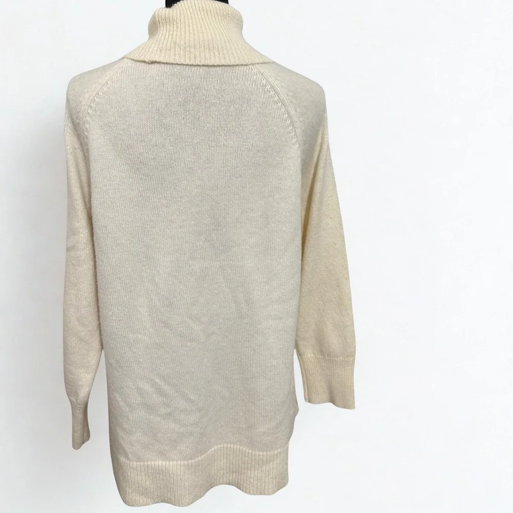 MICHAEL KORS Womens‎ Cream Turtleneck Sweater Gold Button Side Detail Size L